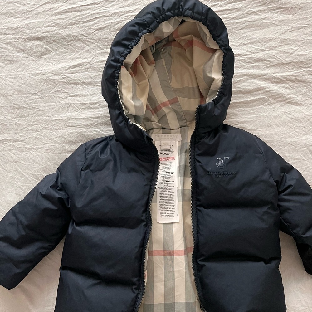Burberry Navy Hooded Puffer Jacket